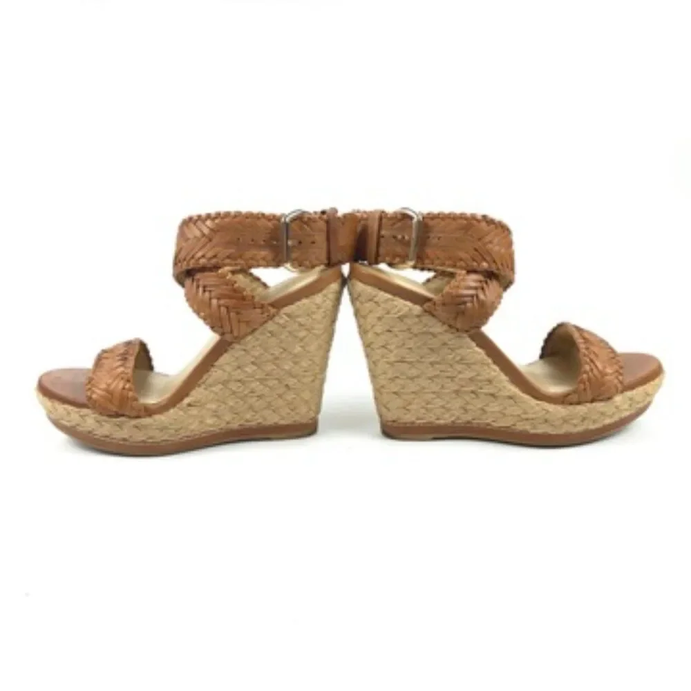 STUART WEITZMAN Elixir Wedge Espadrille Braided Leather Heels Beachy Boho Hippie